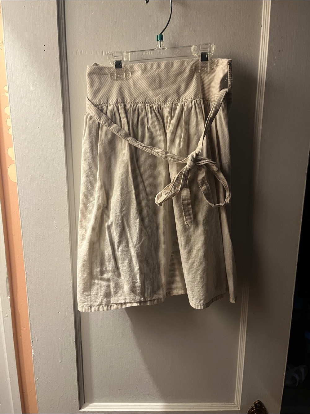 LOFT Cream Tie-Waist A-Line Skirt